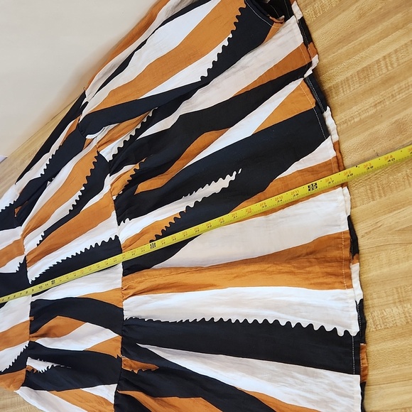 TRAFFIC PEOPLE Tiered Striped Black, White, & Brown Maxi Skirt, size S - Picture 6 of 10